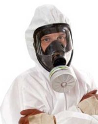 man in asbestos removal equipment