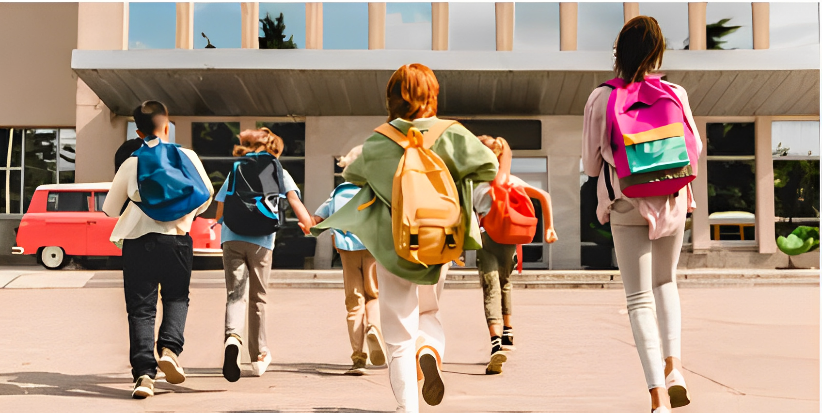 Children going to school premises