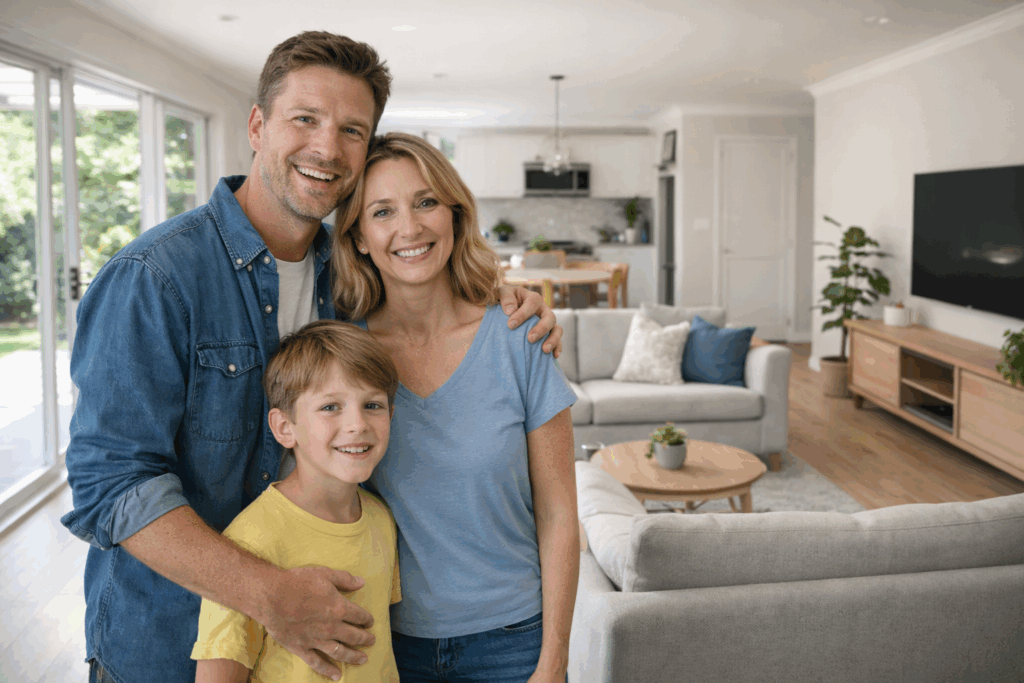 Family enjoying their safely renovated, asbestos-free home.